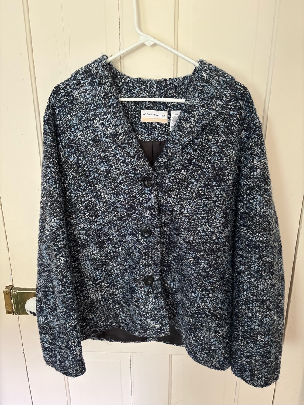 Alfred Dunner Navy and Black Marled Bouclé Button Jacket